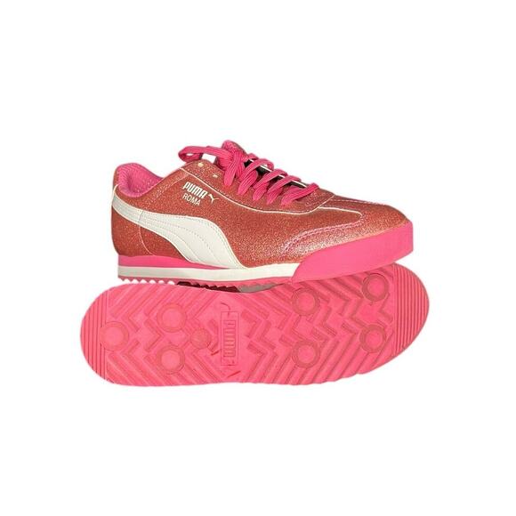 Girls Puma Roma Glam Glitter Sneakers Size 5.5 Pink White - Picture 5 of 6